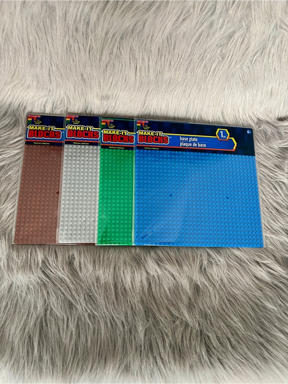 MAKE-IT BLOCKS Base Plates Set - Blue, Green, Gray, Brown • LEGO Compatible